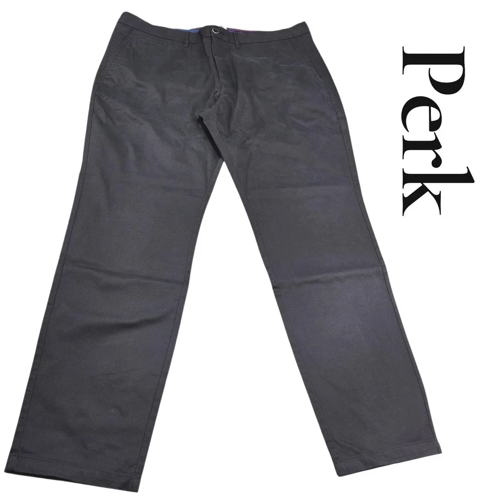 Perk Chino Pants‎ 40/32 Charcoal Grey Cotton Stretch Slim Fit Feel Good Chinos
